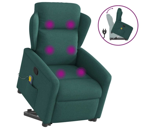 Silla de masaje reclinable de pie de tela verde oscura