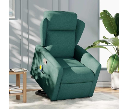 Silla de masaje reclinable de pie de tela verde oscura