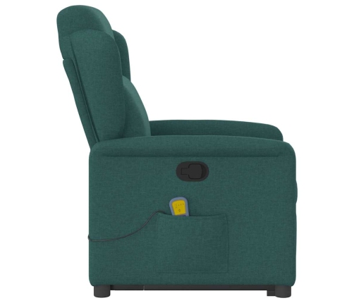 Silla de masaje reclinable de pie de tela verde oscura