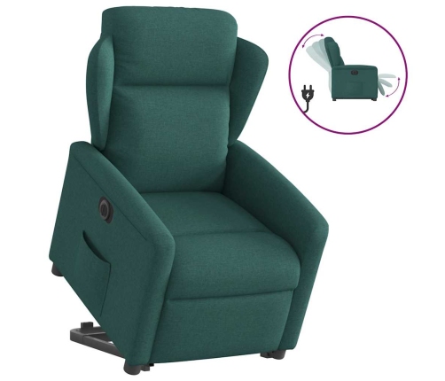 Sillón eléctrico reclinable elevable de tela verde oscuro