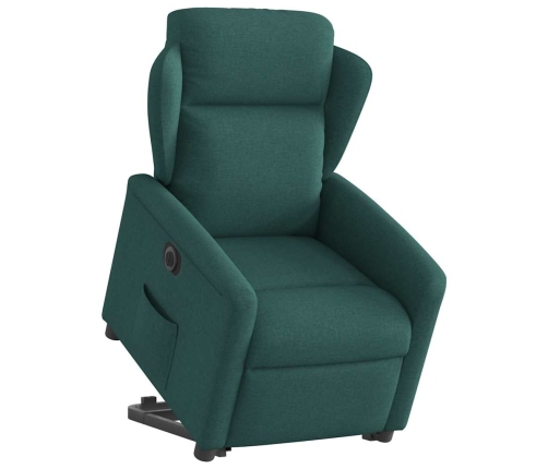 Sillón eléctrico reclinable elevable de tela verde oscuro