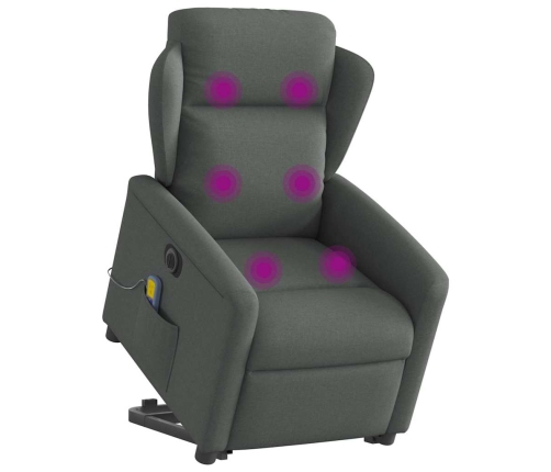 Sillón de masaje eléctrico reclinable elevable tela gris oscuro