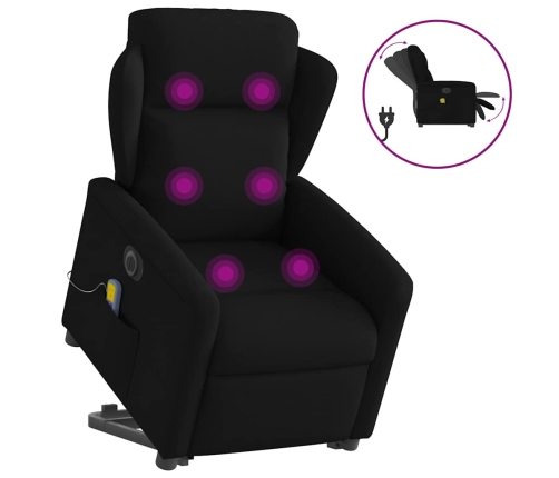 Sillón de masaje eléctrico reclinable elevable tela negro