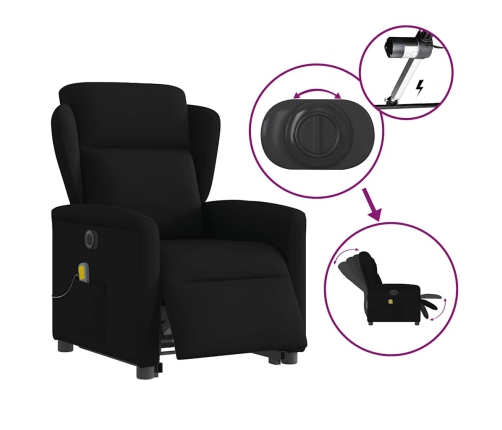 Sillón de masaje eléctrico reclinable elevable tela negro