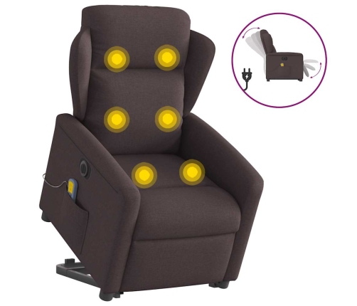 Sillón masaje eléctrico reclinable elevable tela marrón oscuro