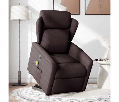 Sillón masaje eléctrico reclinable elevable tela marrón oscuro