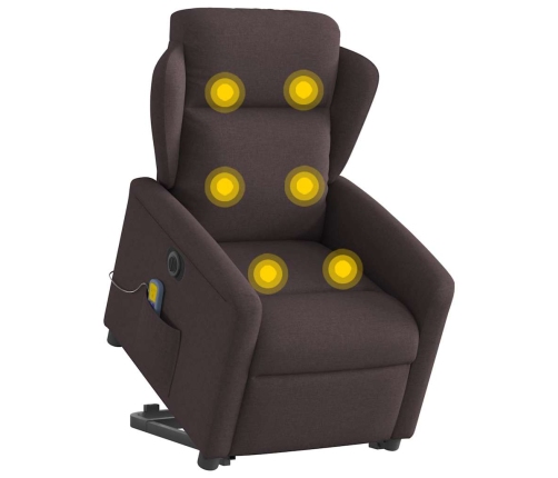 Sillón masaje eléctrico reclinable elevable tela marrón oscuro