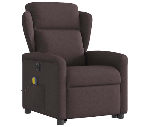 Sillón masaje eléctrico reclinable elevable tela marrón oscuro