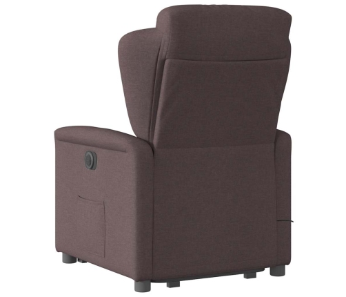 Sillón masaje eléctrico reclinable elevable tela marrón oscuro