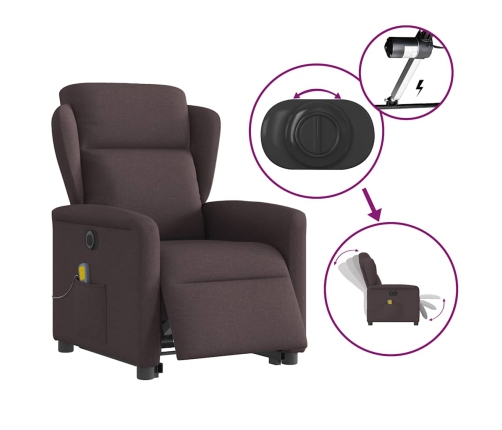 Sillón masaje eléctrico reclinable elevable tela marrón oscuro