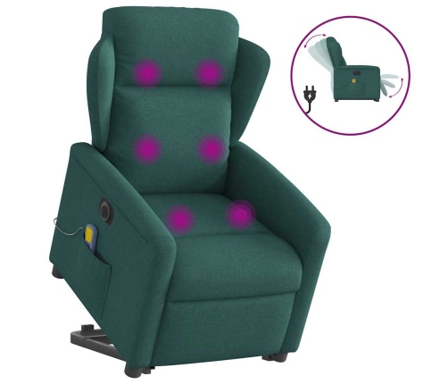 Sillón masaje eléctrico reclinable elevable tela verde oscuro