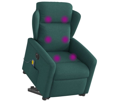 Sillón masaje eléctrico reclinable elevable tela verde oscuro