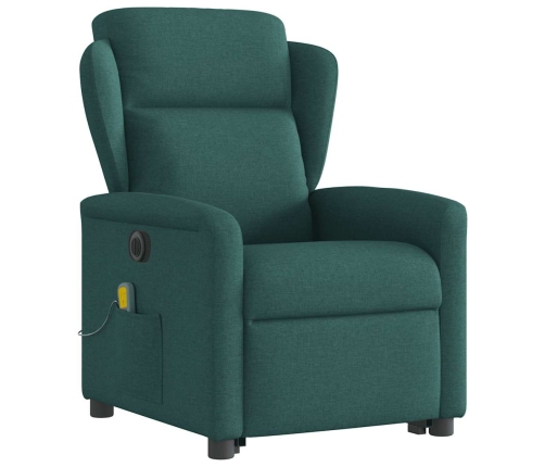 Sillón masaje eléctrico reclinable elevable tela verde oscuro