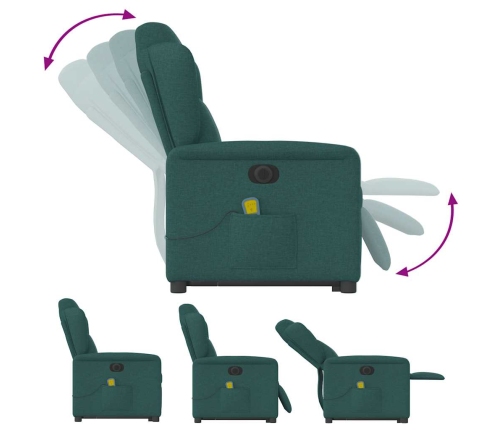 Sillón masaje eléctrico reclinable elevable tela verde oscuro