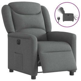 Sillón reclinable eléctrico de tela gris oscuro