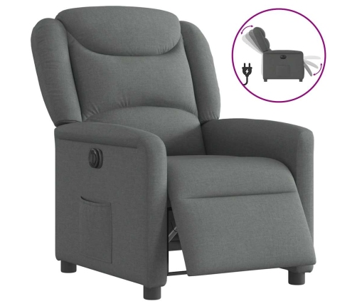 Sillón reclinable eléctrico de tela gris oscuro