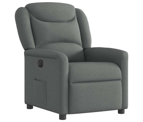 Sillón reclinable eléctrico de tela gris oscuro