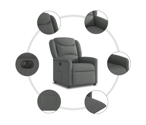 Sillón reclinable eléctrico de tela gris oscuro