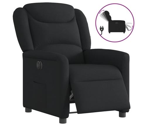 Sillón reclinable eléctrico de tela negro