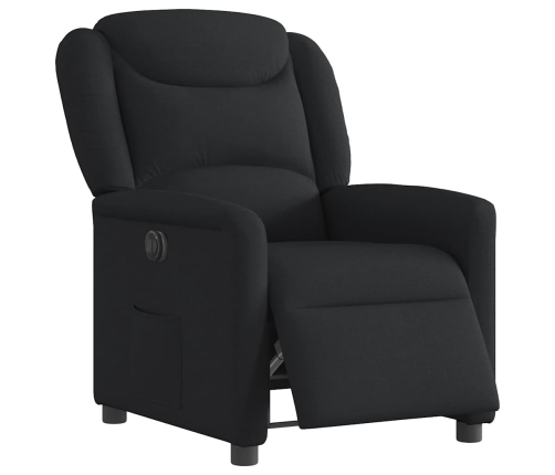 Sillón reclinable eléctrico de tela negro