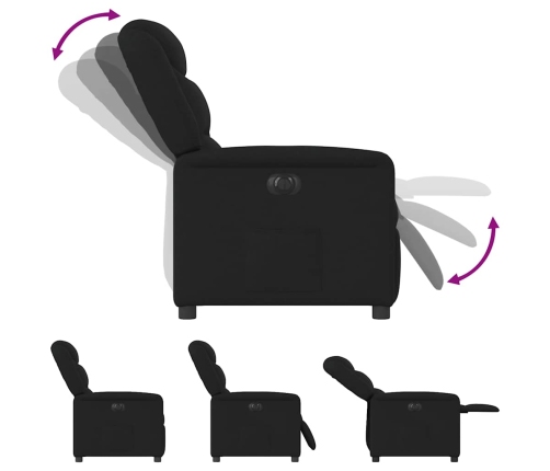 Sillón reclinable eléctrico de tela negro