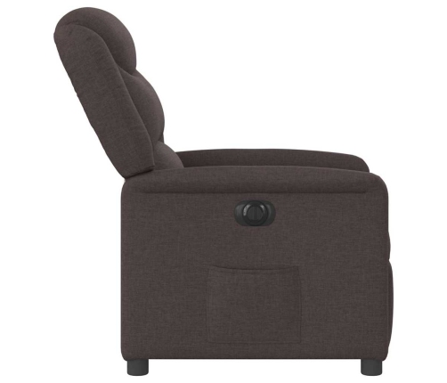 Sillón reclinable eléctrico tela marrón oscuro