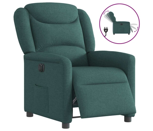 Sillón reclinable eléctrico tela verde oscuro