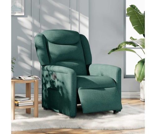 Sillón reclinable eléctrico tela verde oscuro