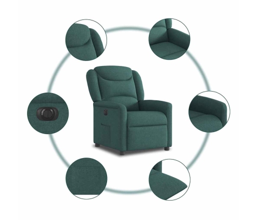 Sillón reclinable eléctrico tela verde oscuro