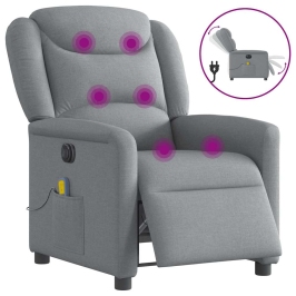 Sillón reclinable de masaje eléctrico tela gris claro