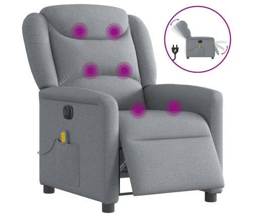 Sillón reclinable de masaje eléctrico tela gris claro