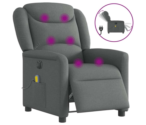 Sillón reclinable de masaje eléctrico tela gris oscuro