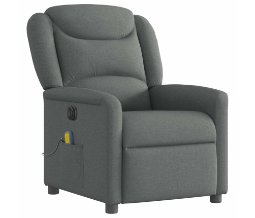 Sillón reclinable de masaje eléctrico tela gris oscuro