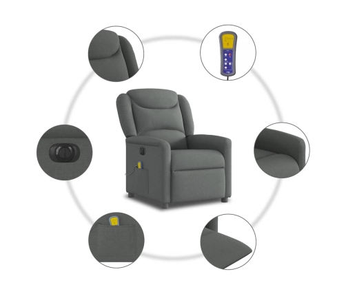 Sillón reclinable de masaje eléctrico tela gris oscuro