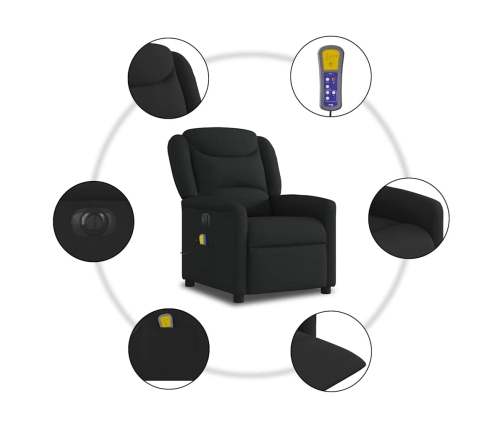 Sillón reclinable de masaje eléctrico tela negro