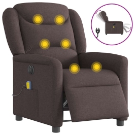 Sillón reclinable de masaje eléctrico tela marrón oscuro