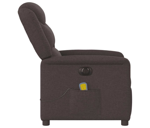 Sillón reclinable de masaje eléctrico tela marrón oscuro