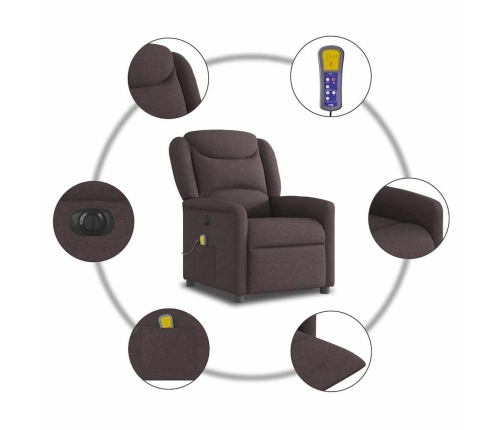 Sillón reclinable de masaje eléctrico tela marrón oscuro