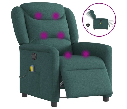 Sillón reclinable de masaje eléctrico tela verde oscuro