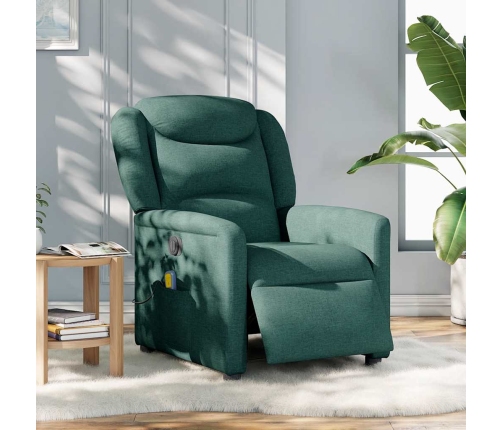 Sillón reclinable de masaje eléctrico tela verde oscuro