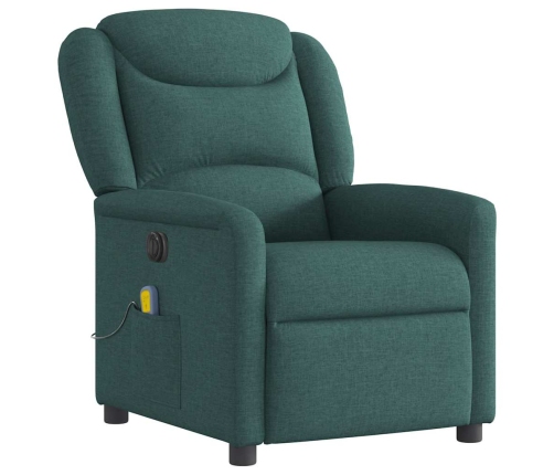 Sillón reclinable de masaje eléctrico tela verde oscuro