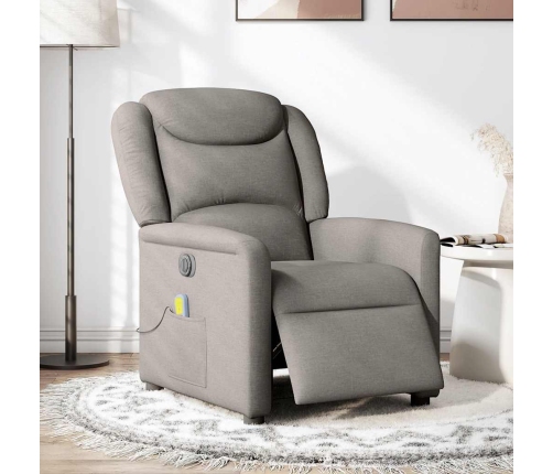 Sillón reclinable de masaje eléctrico tela gris taupe