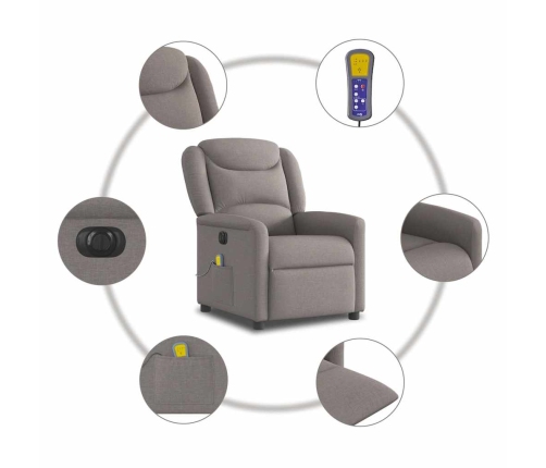 Sillón reclinable de masaje eléctrico tela gris taupe