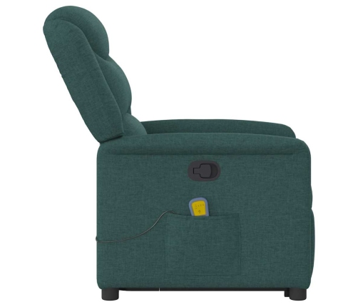 Silla de masaje reclinable de pie de tela verde oscura