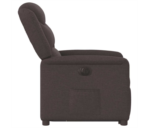 Sillón eléctrico reclinable elevable de tela marrón oscuro