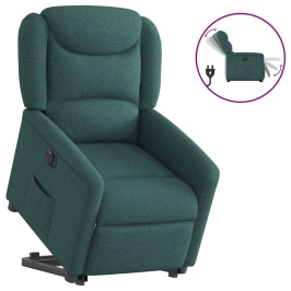 Sillón eléctrico reclinable elevable de tela verde oscuro