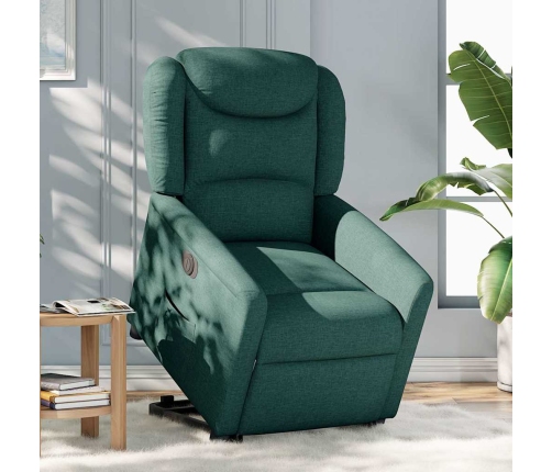 Sillón eléctrico reclinable elevable de tela verde oscuro