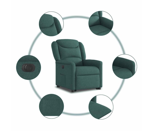 Sillón eléctrico reclinable elevable de tela verde oscuro