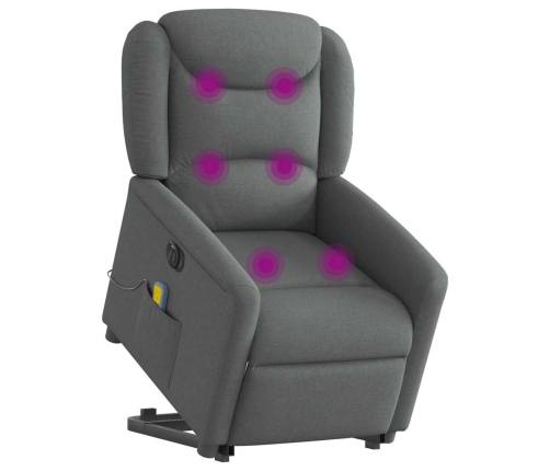 Sillón de masaje eléctrico reclinable elevable tela gris oscuro