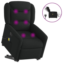 Sillón de masaje eléctrico reclinable elevable tela negro